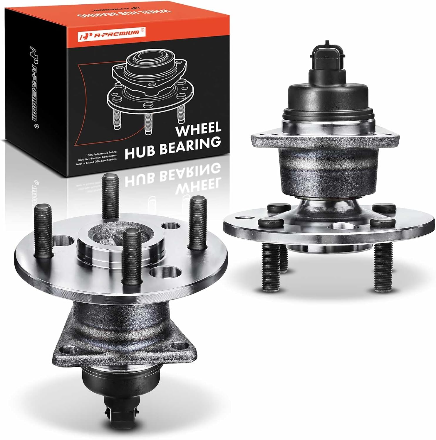 A-Premium 2 x Rear Wheel Bearing and Hub Assembly with ABS & 4-Lug Compatible with Saturn SC 1991-1992, SC1/SC2 1993-2002, SL/SL1/SL2 1991-2002, SW1, SW2, 4-Wheel ABS, FWD Only