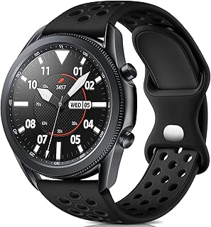 Easuny Sport Band Compatible for Samsung Galaxy Watch 3 45mm/Galaxy Watch 46mm /Gear S3 Frontierï¼Œ22mm Quick Release Silicone Breathable Watch Strap Accessories, Black/Black L
