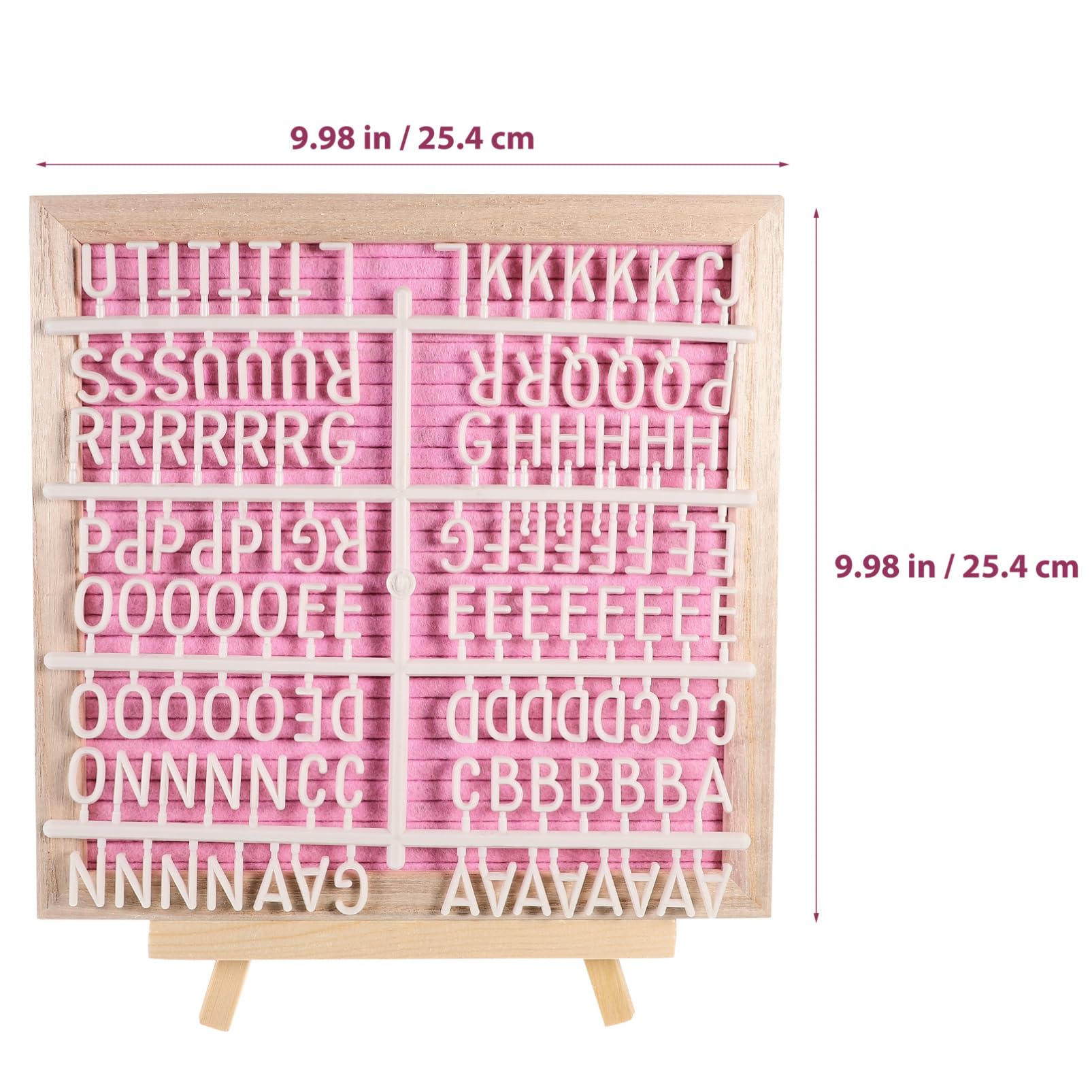 Tablero de Fieltro con Letras Rosa, Marco de Madera Doble Cara