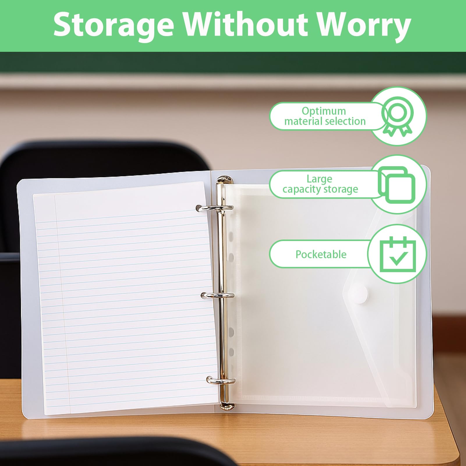 10PCS Sobres Archivador a5 con Botón, Fundas de Plástico A5 Perforadas 7 Agujeros, Funda Archivador A5 Impermeable para Documentos, Oficina Escuela Viaje 23x18cm
