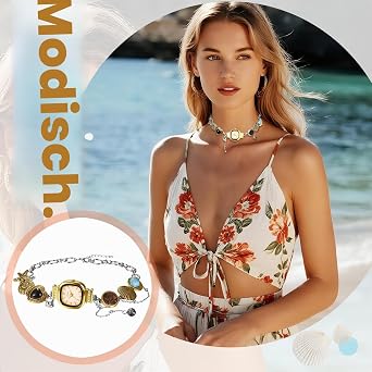 JewelryWe Pocket Watch Women's Rectangular Pendant Watch: Gothic Analogue Quartz Chain Watch Choker Chain Necklace with Heart Star Butterfly Cross Lace Cone Rivets Pendant Hip Hop Punk Watch