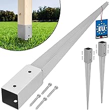 KOTARBAU® 2 x 61 x 61 x 750 mm Heavy Galvanised Steel Push In Post Support | Square Metal Pole Support Driven to Plant | Wooden Post Support | Push In Post Support
