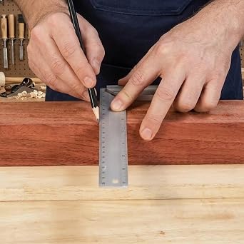 Aluminum Try Mitre Square, 90 Degree Angles Ruler Square for Engineer Carpenter, Machinist Square, Stainless Steel Angle with Aluminium Alloy Handle for Woodworking Carpenters