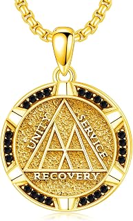Alcoholics Anonymous Necklace 925 Sterling Silver Narcotics Anonymous Sobriety Necklace Snake Pendant NA/AA Sobriety Gifts for Men