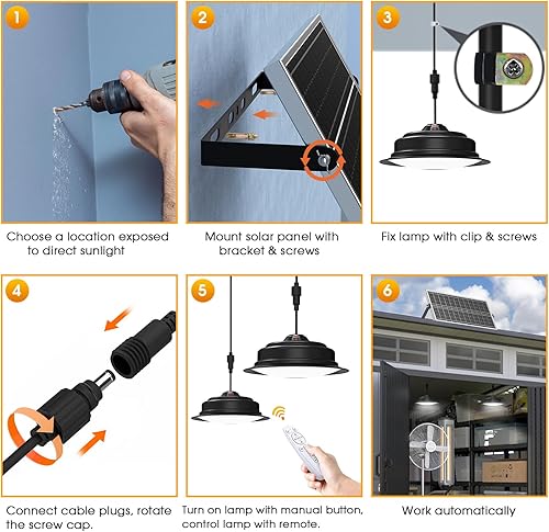 Miniatura 9 de Luces solares para interiores y exteriores, IP65, impermeable, 120 LED, luz colgante solar con control remoto regulable, luz blanca cálida brillante
