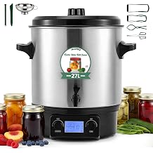 Huanyu Electric Water Bath Canner Automatic 28.5QT Canning Pot 2000w Adjustable Temp&Timer Digital Control with Drain Tap Includes Jar Lifter, Funnel for Preserving Canned Food, Jam, Sauce, Soup