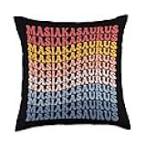 Masiakasaurus Dinosaur Gifts Masiakasaurus Groovy Retro Dinosaur Throw Pillow, 18x18, Multicolor