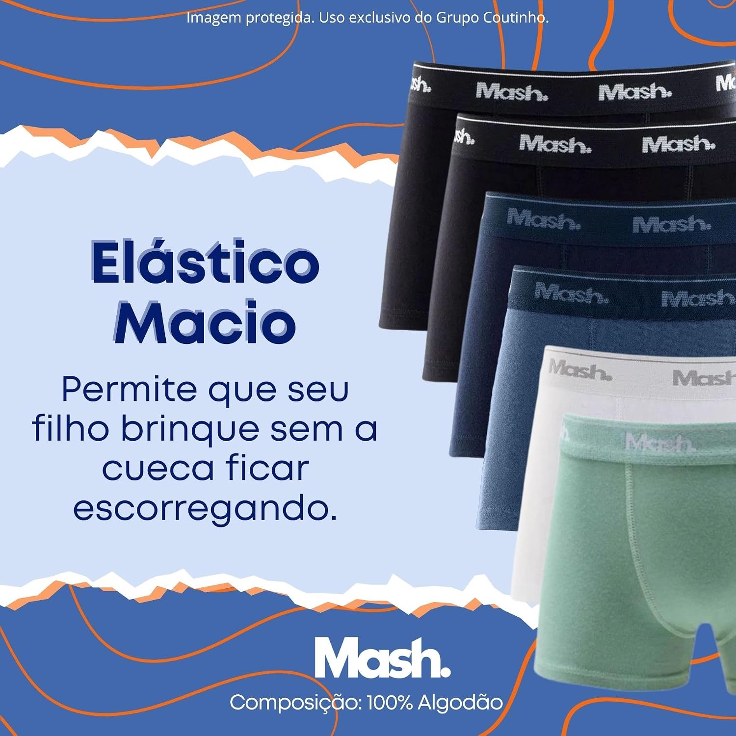 Kit 6 Cuecas INFANTIL Boxer Mash Algodão Box Meninos Crianças Kids