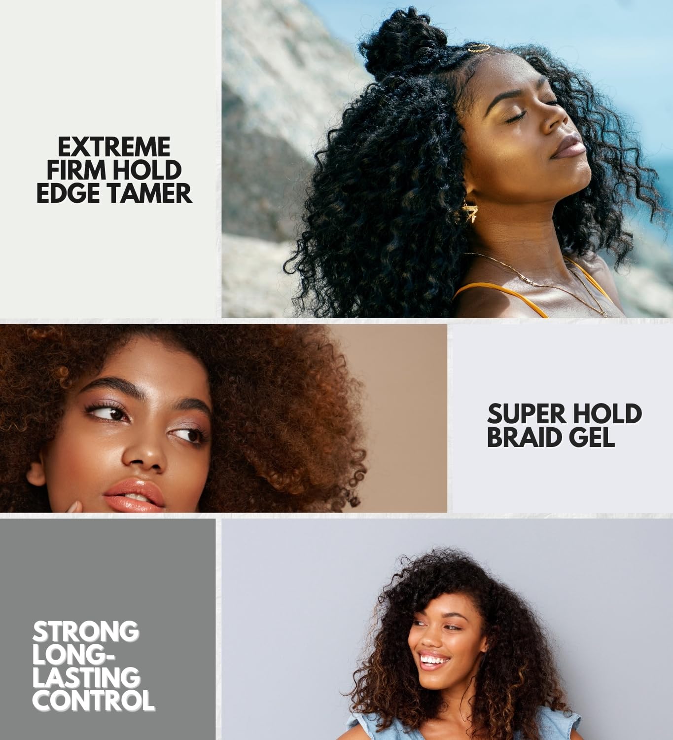 EBIN NEW YORK 3x 24 Hour Edge Tamer Extreme Firm Hold (250ml) Bundle with Braid Formula Conditioning Gel Super Hold (310ml) Edge Control and Braiding Gel Styling – Gift Set (4 Items)