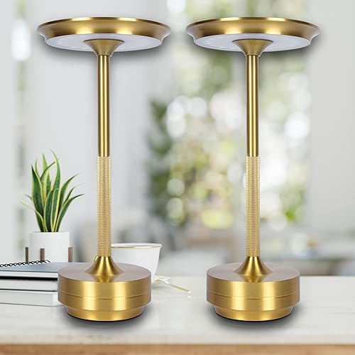 Miniatura 14 de Lámparas de mesa inalámbricas recargables, lámpara portátil que funciona con pilas, luz de mesa LED de atenuación continua de 3 colores con función