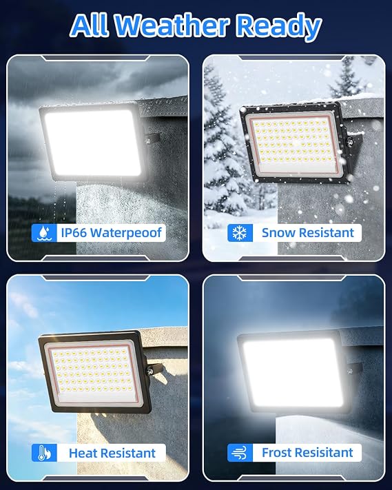 60W LED Flood Light Outdoor, 7200LM Exterior Security Lights, 2 Pack