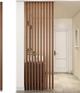 Wooden Slat Divider - Floor to Ceiling Adjustable Privacy Screen for Liv...