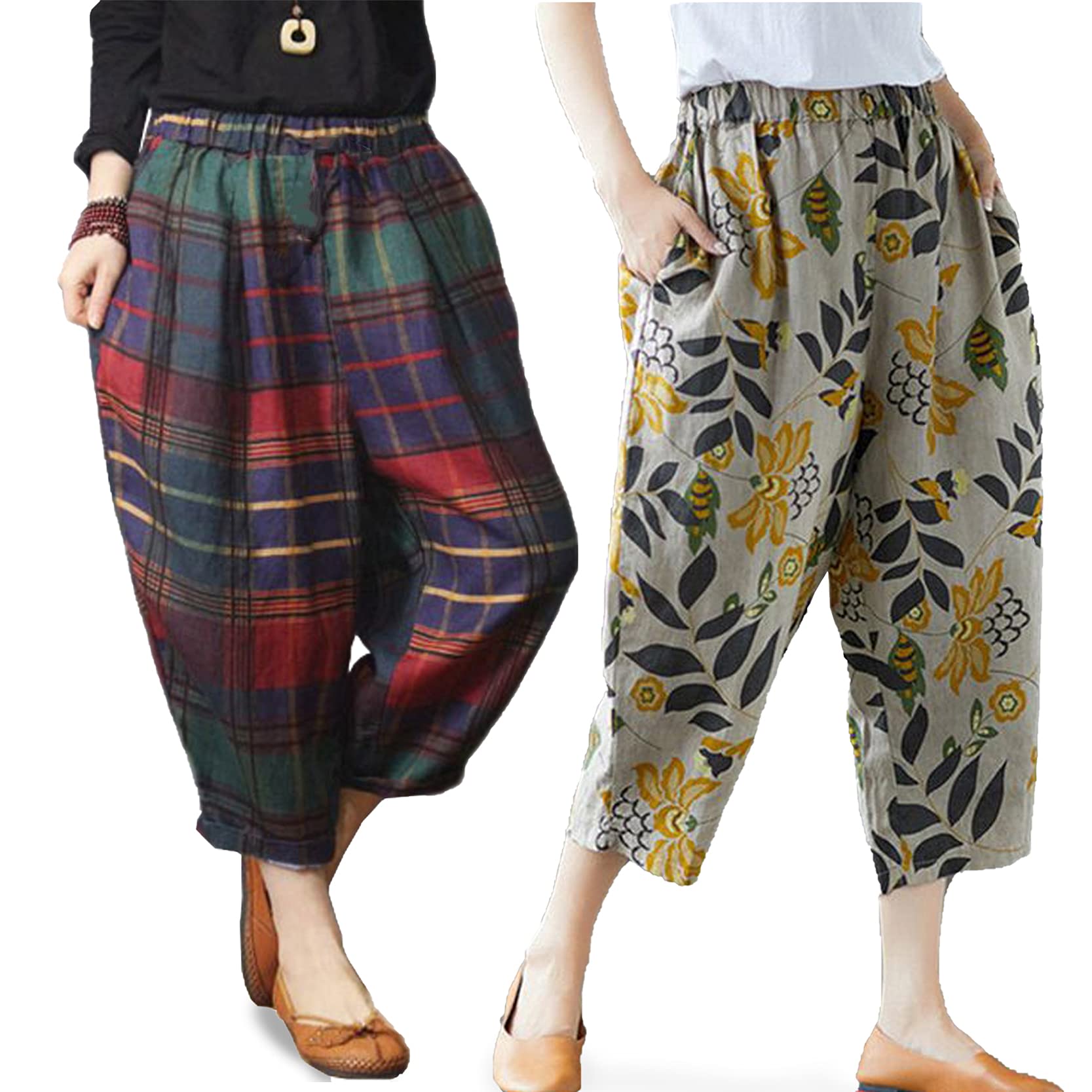 Womens/Girls Poly Cotton Pajama & Capri/Nightwear/Outdoor/Loungewear/Trouser (Pack of 2)-image-34
