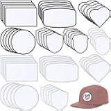 60 Pcs Sublimation Patches Fabric 6 Shapes Iron On Blank Patches Repair Embroidery for DIY Crafts Hats Caps Shirts Shoes Jeans Bags Backpack Uniforms Supplies, Black and White Frame