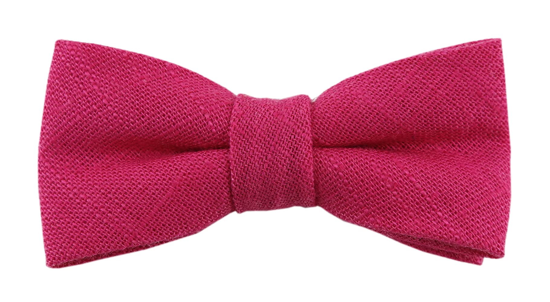 TigerTie - Toddler baby bow tie in plain colour with elastic band 24 to 39 cm neck circumference adjustable, 100% linen + storage box, magenta, One size