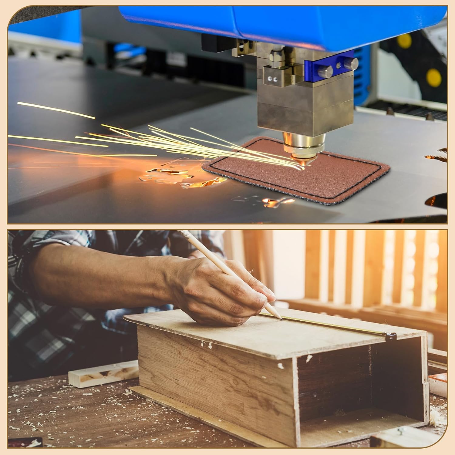 Dunzoom 96 Pcs Laser Material Explore Kit Laser Engraving Material for Laser Crafting, 18 Kinds Laser Engraving Accessories Includes Leather, Acrylic, Basswood, Metal, Wood Materials