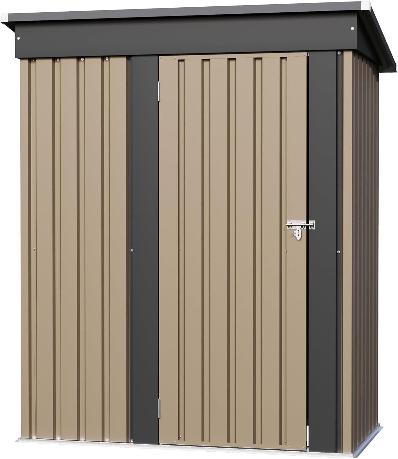 Furniwell 5x3 FT Outdoor Storage Shed, Metal Garden Sheds Outdoor Storage House with Single Lockable Door for Backyard Patio Lawn, Brown