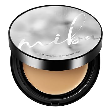 MIBA Melatathione Dark Spot Cover Balm Pact | Ion Calcium Korean Foundation SPF50+ PA++++ | Glutathione & Tranexamic Acid | Full Coverage | #21 Light Beige | 25g 0.88 oz