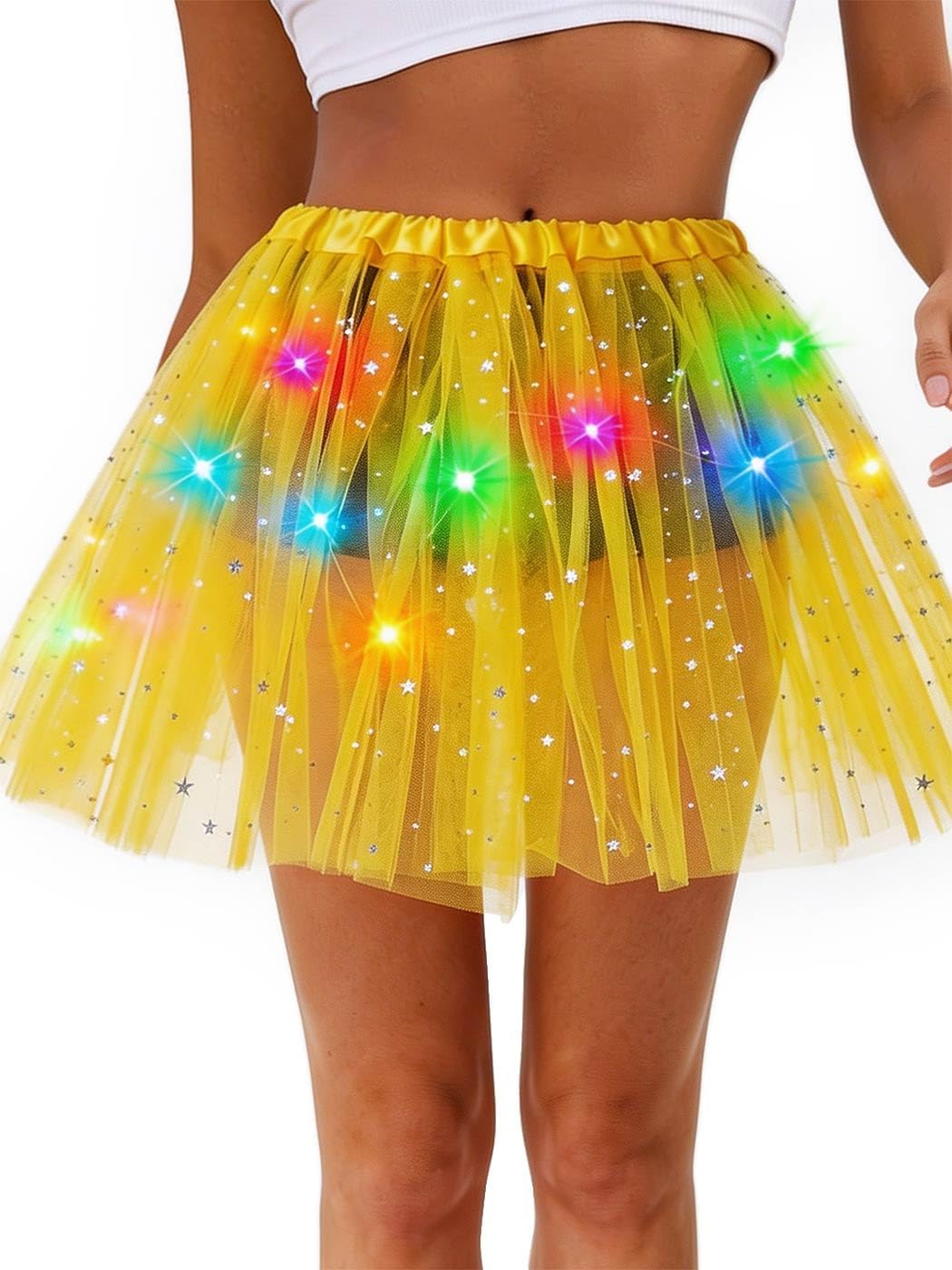 TWINKLEDE Light Up Tutu Skirt Led Tulle Tutus Glow Rave Party Costume Skirts for Women