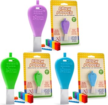 Brick Toy Separator Tools, Set of 3 Assorted Colors | Brick Remover for Kids & Adults | for Ages + | Essential Brick Tool Purple, Lime Green, Light Blue