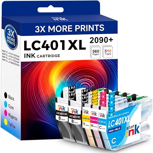 Starink Compatible LC401 Ink Cartridge Replaced for Brother LC401 4 Pack