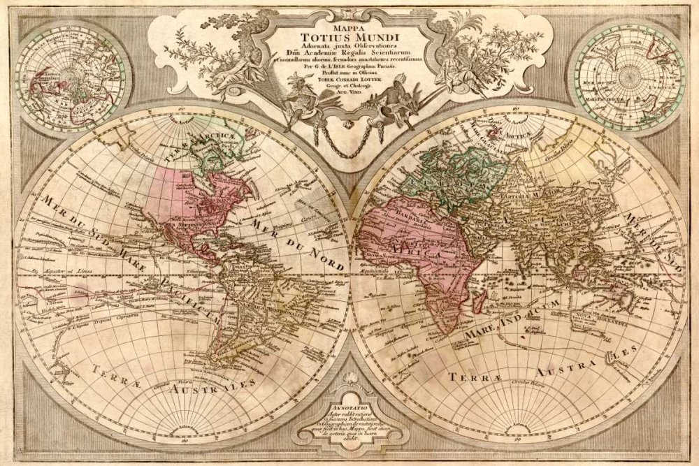 Art Print sur papier mat 220 gr- Carte du monde préparée pour le roi de Lilas Guillaume - Cartes horizontales - Cartes du monde - 23_X_35_in