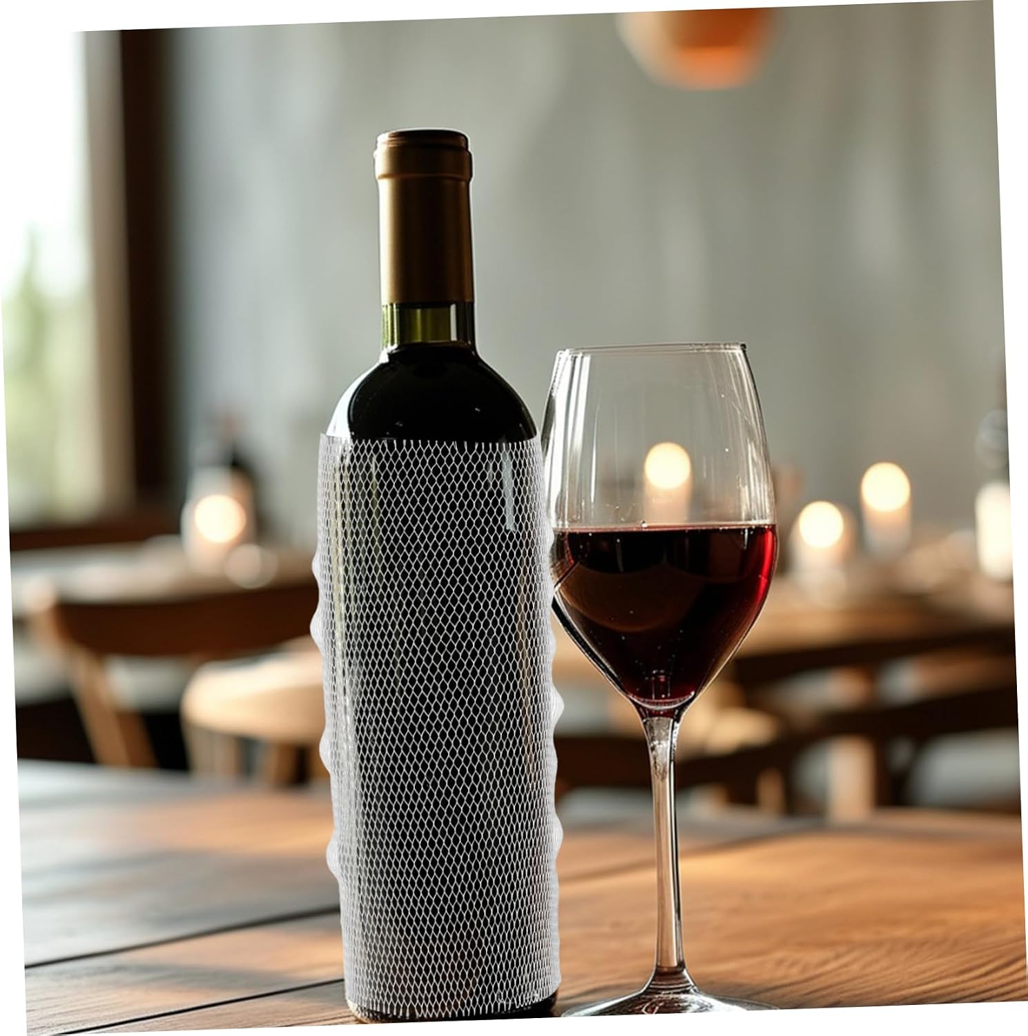 MAGICLULU 100pcs Wine Bottle Protector Sleeves Pe Mesh Bottle Covers for Travel Shipping and Storage Shockproof Scratch-Resistant Fit for Classic Wine and Beer Bottles
