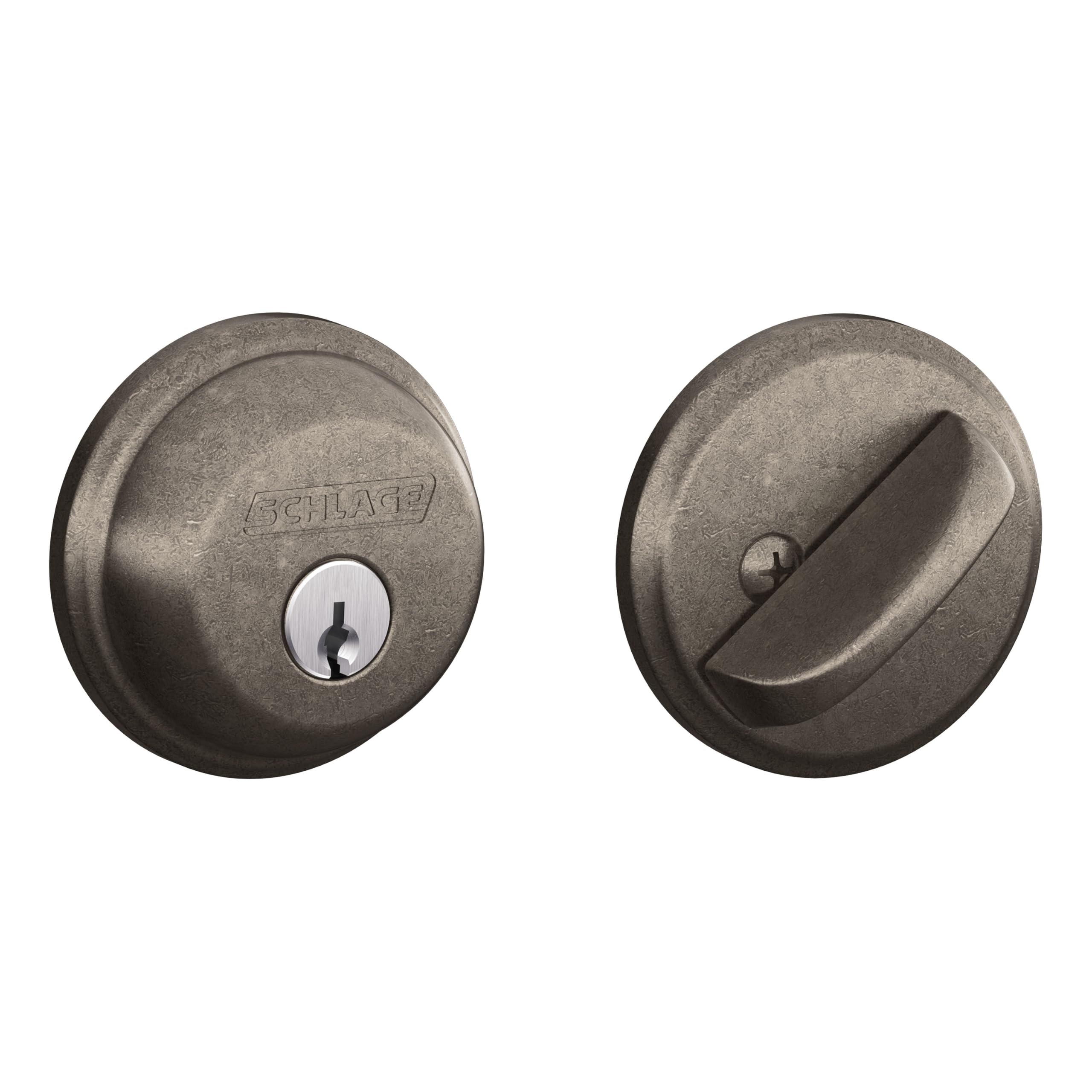 Schlage B60N 621 Single Cylinder deadbolt, Distressed Nickel by Schlage Lock Company