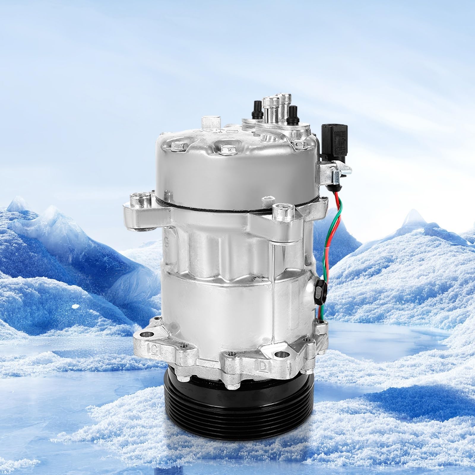compresor AC polea Compresor de CA automotriz estable, conjunto de compresor de aire acondicionado para vehículo de 12V embrague climatizador auto