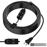 2 Prong Extension Cable 10 FT, Extra Long Power Cord With 3 Outlets, Flat Multiple Cable With Tamper Guard, ETL Listed, Outlet Saver, OFC, 16 Gauge Wire, 13A/125V, Black With 25 Pcs Ties