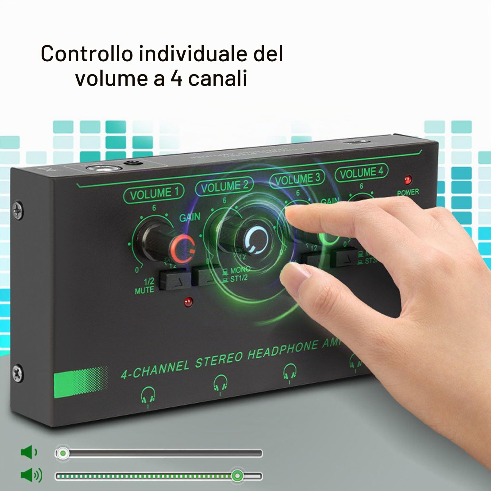 Splitter per Cuffie a 6 Canali, Amplificatore per Cuffie Stereo, 6 Jack per Cuffie da 3,5 Mm e 6 Jack per Cuffie da 6,35 Mm, Alimentazione di Tipo C, per Spettacoli Dal Vivo,