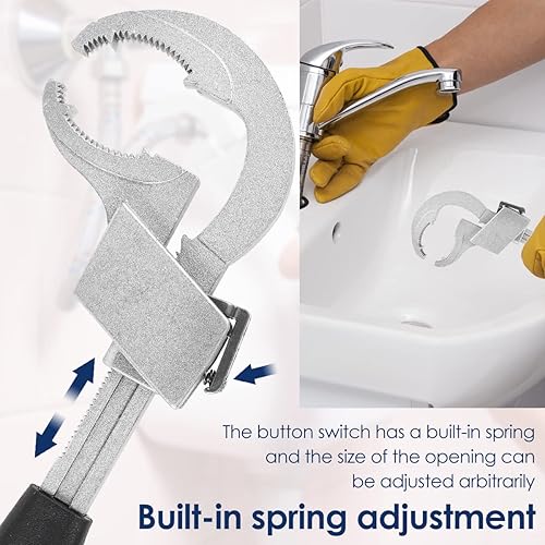 Miniatura 4 de Llave universal ajustable de doble extremo, grifo multifuncional 4 en 1 herramientas de plomería para fregadero, juego de llaves con 3 ranuras para