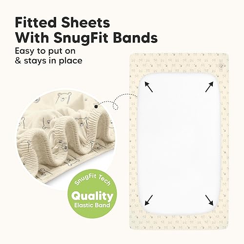 Miniatura 70 de 2-Pack Waterproof Baby Crib Sheets for Boys, Girls - 52x28 Viscose Derived from Bamboo Toddler Bed Sheet Neutral, Fitted Crib Mattress Protector