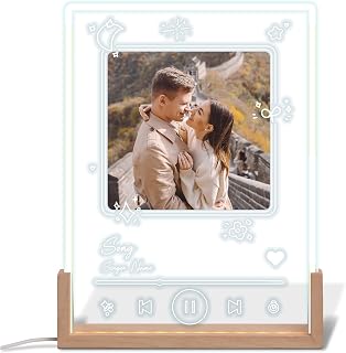 Custom Photo Couple Led Light Plaque – Personalized Photo & Song Acrylic Night Light, Romantic Couple Gift, Wedding or Anniversary Decor