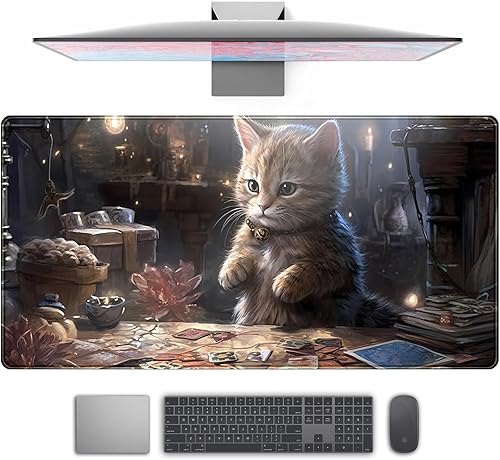 Miniatura 17 de Alfombrilla de escritorio con diseño de libro de biblioteca del bosque, alfombrilla de mouse grande XXL extendida para juegos, alfombrilla de mouse