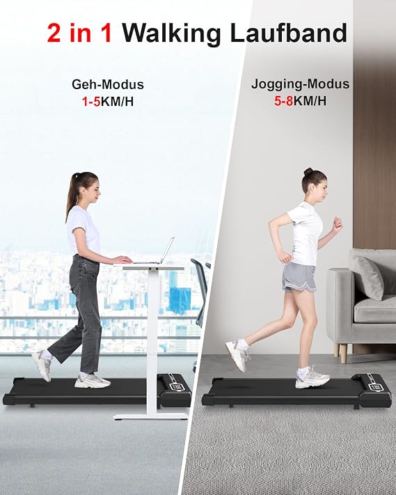 HomeFitnessCode Walking Pad Treadmill - Running Pad for Home Under Desk Electric Treadmill Small Treadmills Black