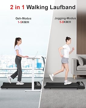 HomeFitnessCode Walking Pad Treadmill - Running Pad for Home Under Desk Electric Treadmill Small Treadmills Black