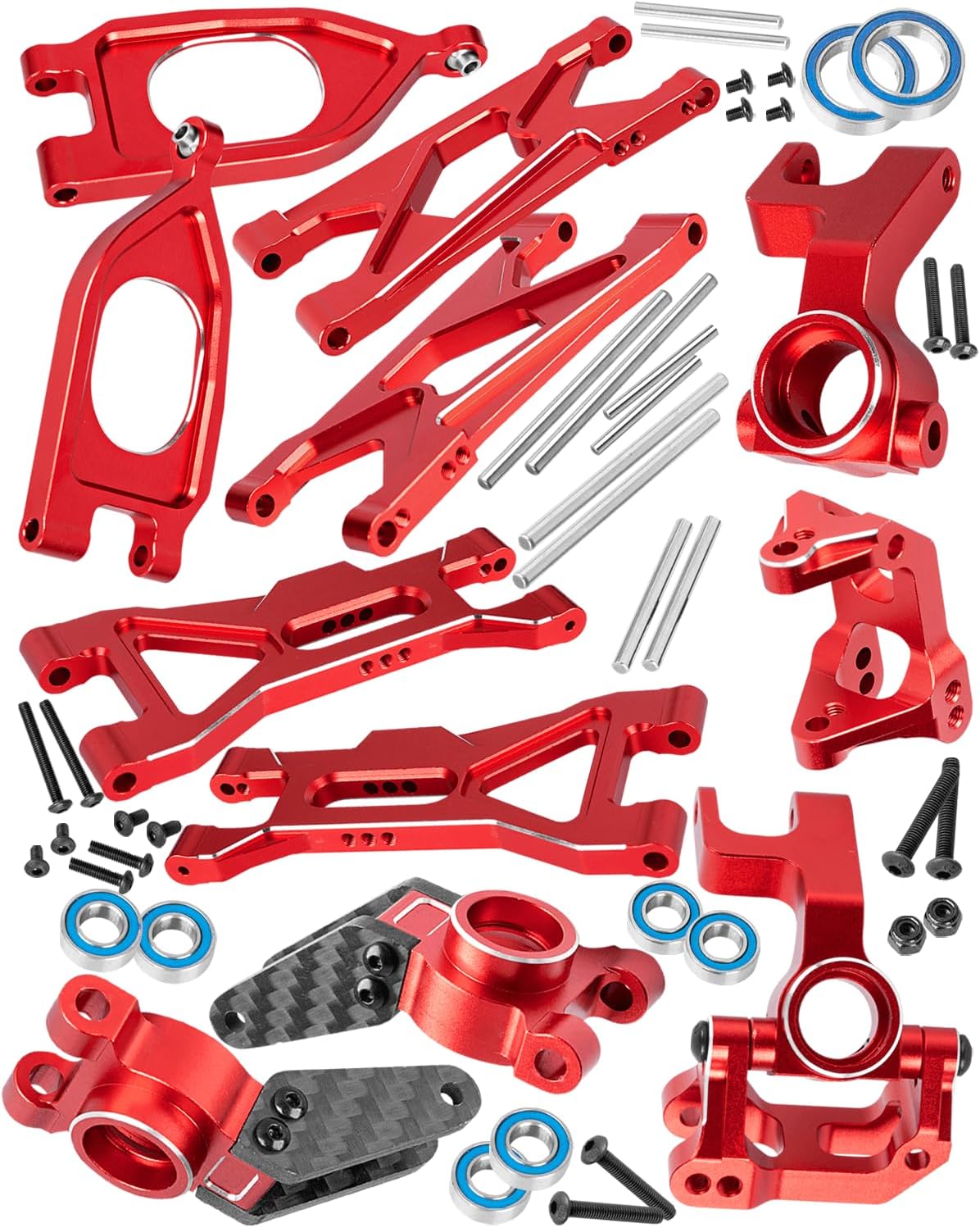 RC Upgrades Part for 1/10 Gorgon 2WD RTR Brushed Monster Truck(ARA3230T1),Aluminium Alloy Suspension Arms & Caster Block C Hub & Steering Blocks & Rear Stub Axle Carriers,Navy Blue