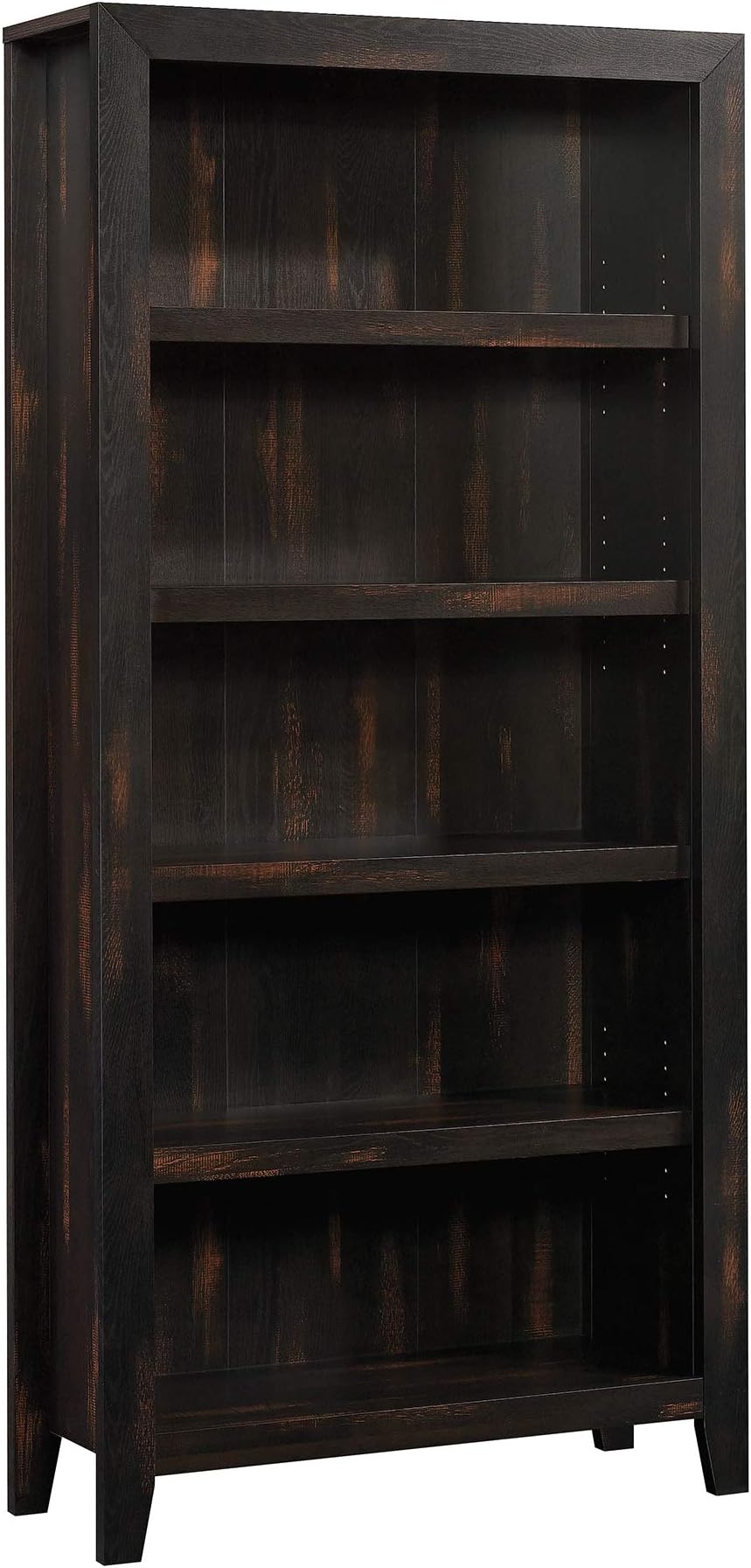 Sauder Dakota Pass 5-Shelf Bookcase Rustic Bookshelf, in Char Pine