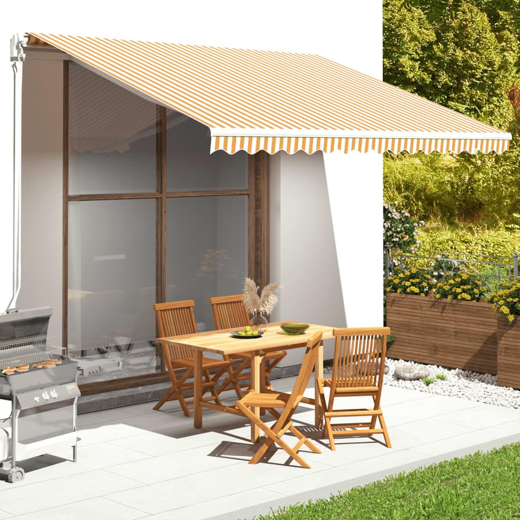 ksxnkhk Yellow and white awning fabric - 4.5 x 3.5 m Replacement fabric with valance for patio, garden, or courtyard. UV-resistant polyester. Sun protection.