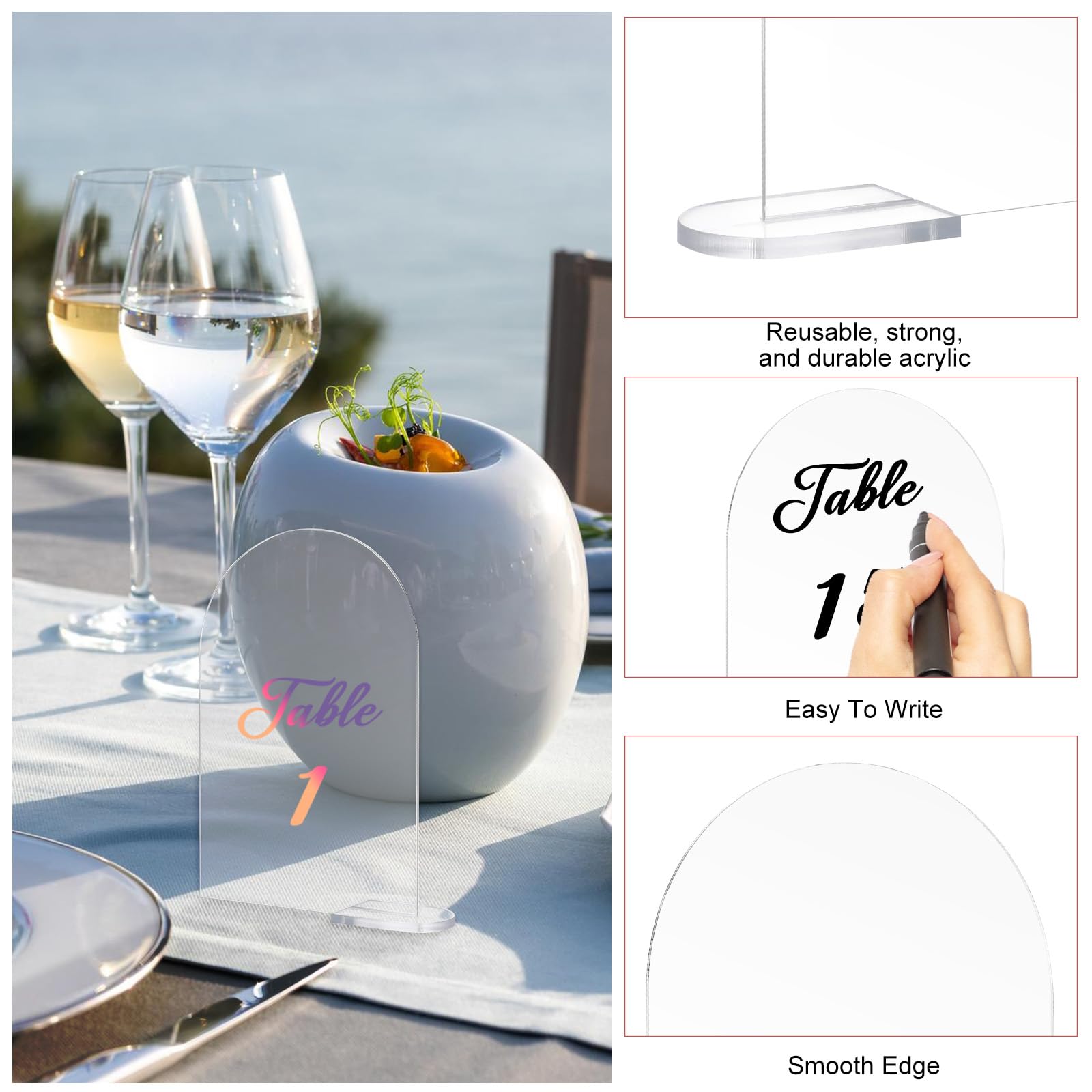 10 Sets Clear Arch Acrylic Table Numbers,Acrylic Sign Blanks Clear ...
