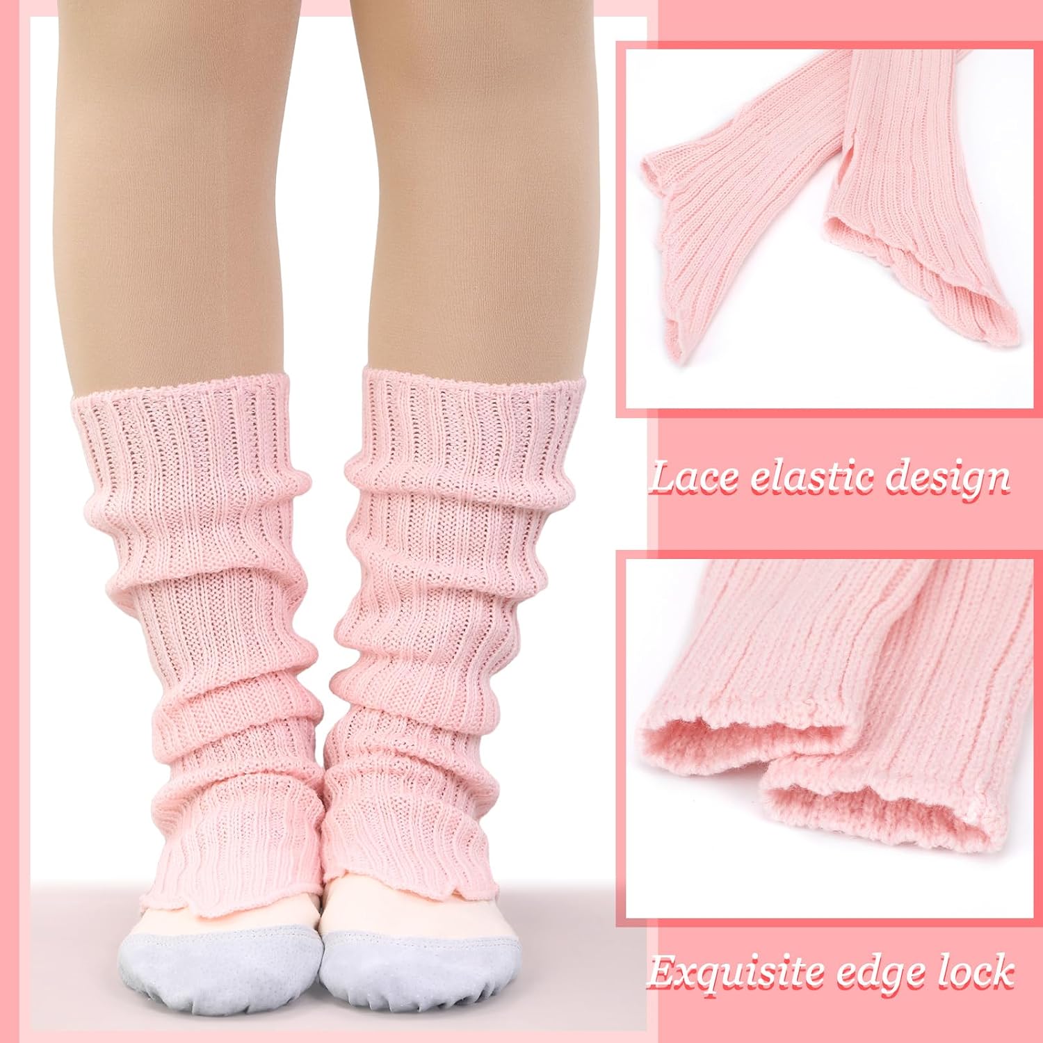 Shyyween 3 Pairs Ballet Leg Warmers for Girls Toddler Teens Stirrup Ankle Warmers Knitted Socks for Dance Practice Yoga