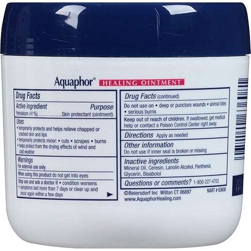 Miniatura 6 de Aquaphor 11961 Ungüento curativo 35 onzas hidrata y calma la piel seca agrietada irritada uso en labios agrietados manos o pies sin fragancia sin