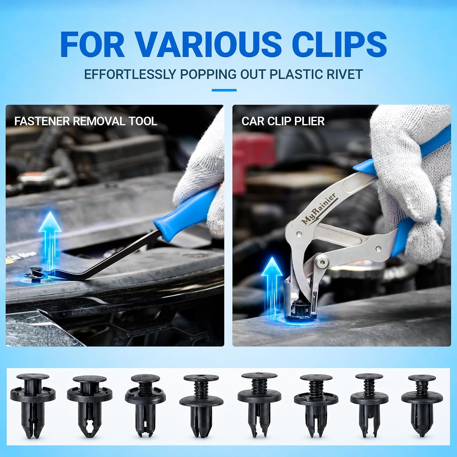 Car Clip Removal Tool, Thin Stainless Steel 4-Point Push Remover image 3
