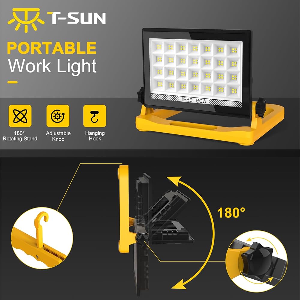 Hengda 150W Projecteur de Chantier LED Projecteur LED 6000K avec trépied Lampe de Chantier