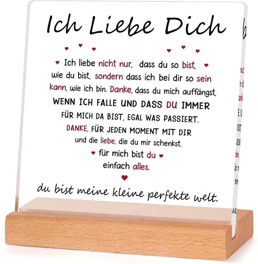 GoMelley Ich Liebe Dich Acryl Herz - Romantisches Geschenk Für Paare & Fernbeziehungen