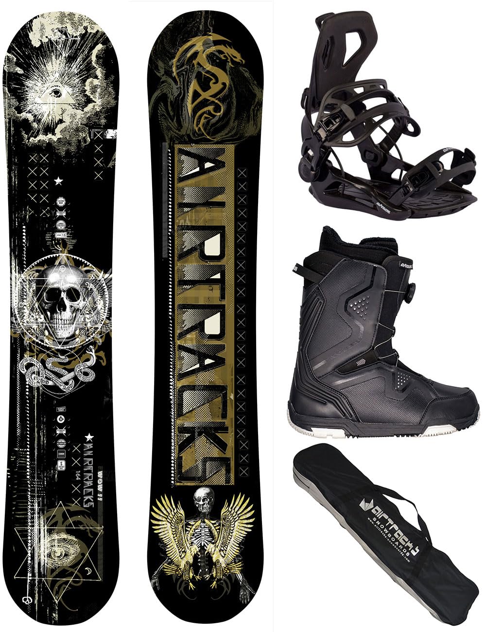 Set Completo Snowboard AIRTRACKS Diamond Heart Carbon Wide + Attacchi + Scarponi + Sacca - Uomo, Taglie 150-160 Cm - Foto 4