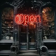 Custom OPEN Neon Sign, Gothic Neon Light for Wall Decor Dimmable USB, Vintage Font Open LED Light for Restaurant Bar Storefront Window Bar Salon Coffee Stores 17.7″ × 7.9″