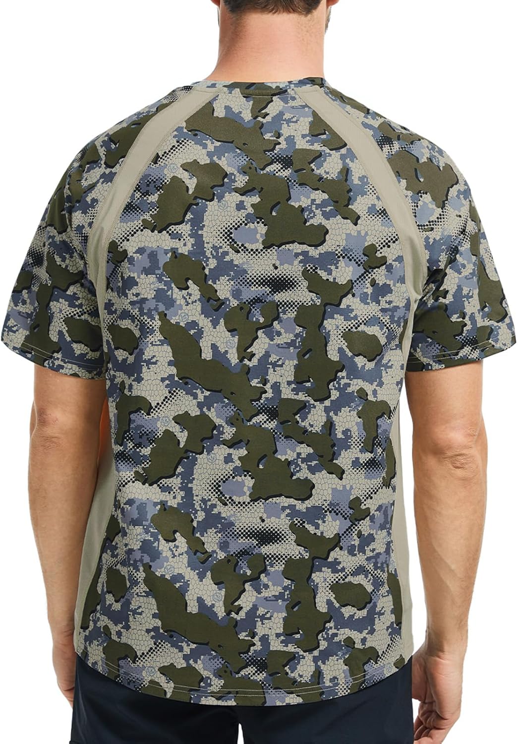 BASSDASH Men's Camo Shirt UPF 50+ Wrinkle-Free Breathable Short Sleeve UV Protection T-Shirt for Hunting Hiking SR02M