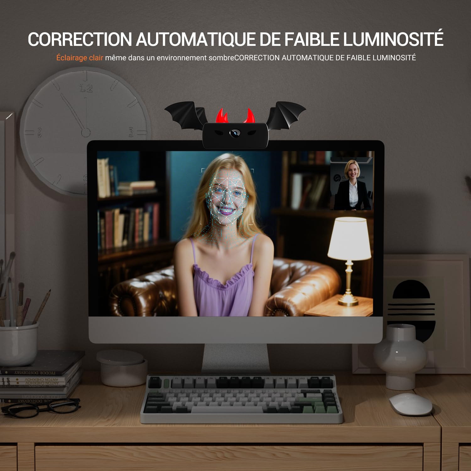 Webcam Full HD 1080P Caméra USB PC Deux Micro Plug & Play pour Ordinateur Bureau Portable Mac, Correction de la Lumière, Linux Youtube Streaming Skype Appel Vidéo Zoom Vidéoconférence (xia-1080P)